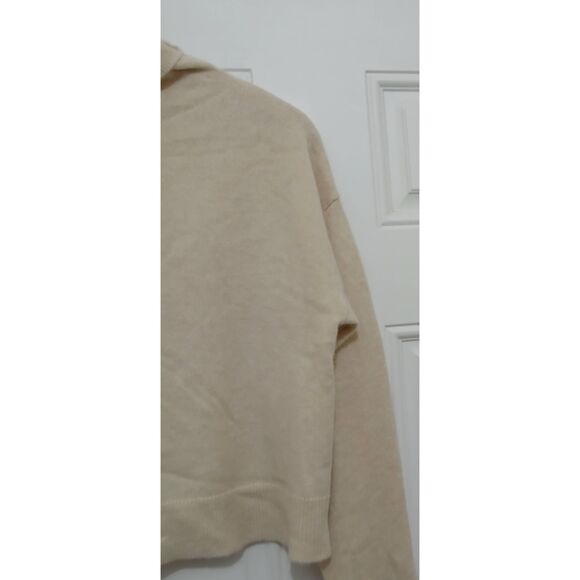Sablyn cashmere sweater womens large 100% cashmere crew mockneck beige - Picture 3 of 7